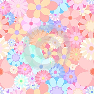 Seamless colorful flower blooming medley pattern background vect