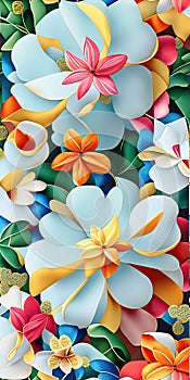 seamless colorfu lflowers pattern, repeating pattern, generative by ai