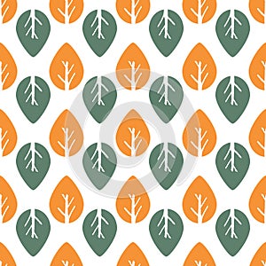 Seamless colorful foliage pattern. Baby leaf background