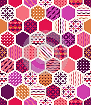 Seamless colorful geometric honeycomb pattern