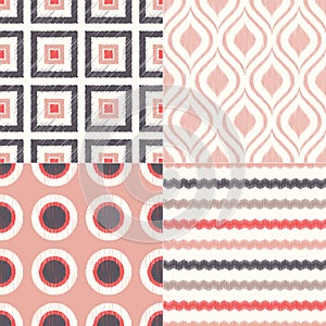 Seamless colorful geometric pattern background repeated wallpaper vector set