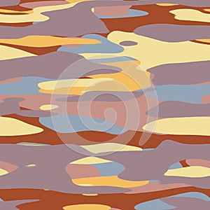Seamless colorful happy camoflauge inspired surface pattern design for print