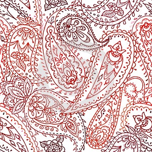 Seamless colorful indian floral paisley pattern