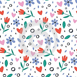 Seamless colorful pattern with floral elements