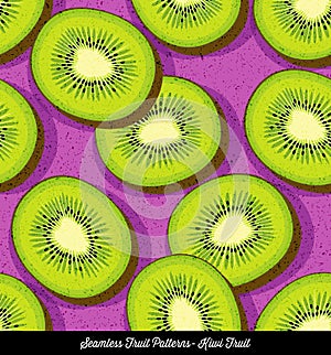 Seamless colorful pattern of sliced kiwi fruit