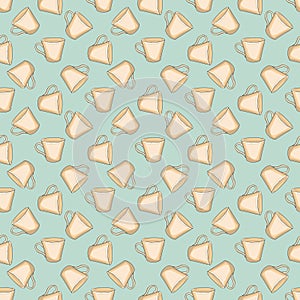 Seamless colorful pattern vector illustration with cups