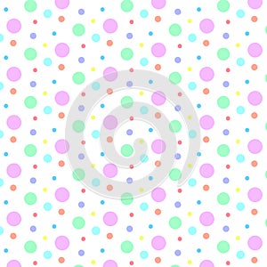 Seamless Colorful Polka Dots Pattern in White Background