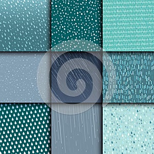 Seamless colorful rain drops pattern background vector water blue nature raindrop abstract illustration