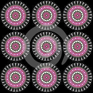 Seamless colorful traditional round motif background