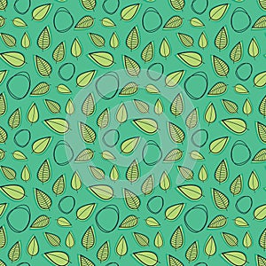Seamless colorful vector pattern with leafs and bubbles - vector eps8