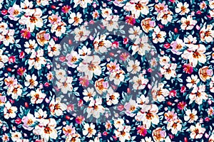 Seamless Colorful Vintage Floral Pattern on Cloth