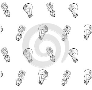 Seamless compact fluorescent light bulb and light bulb sketch pattern