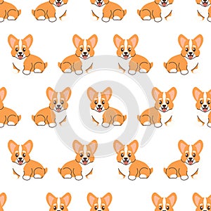 Seamless corgi dog pattern, cute linart vector photo