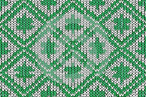 Seamless crochet pattern in green and white photo