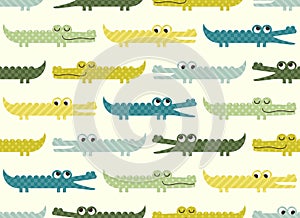 Seamless green and blue cute crocodile cartoon fabric textile pattern photo