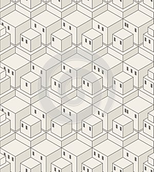 Seamless Cubes Pattern. Abstract Geometrical City Background