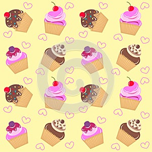 Seamless cupcake pattern