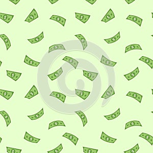Seamless currency icon pattern background Falling US dollar banknotes of American paper money background Vector illustration wallp