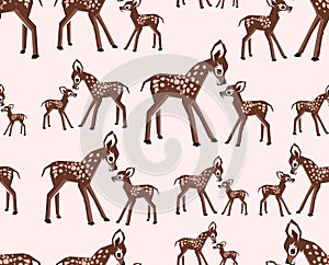 Seamless Cute Animals. Baby Deer Background. Animals Print. - illustration.