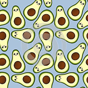 Seamless cute avocado pattern for fabrics and packaging