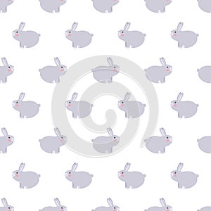 Seamless cute baby bunny rabbit in hippie style pattern vector illustration.