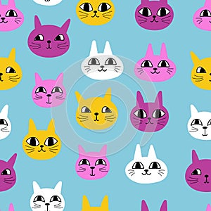 Seamless cute cat pattern