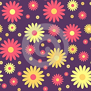 Seamless cute floral pattern. Vector background