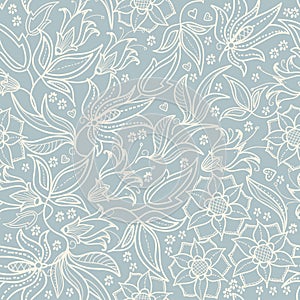 Seamless cute flower vector pattern.