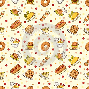 Seamless cute food pattern