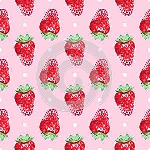 Seamless cute orderly background with strawberries photo