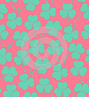 Seamless cute pattern with clover, trefoil Endless background texture for wallpapers, packaging, textile, crafts