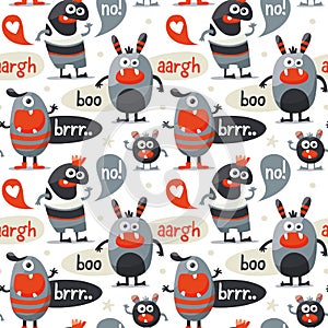 Seamless cute pattern made with monsters