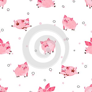 Seamless cute pigs pattern for kids design.