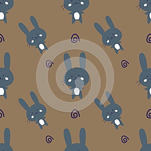 Seamless cute rabbitpattern background.