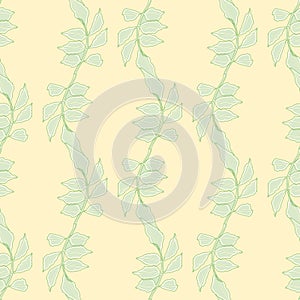 Seamless Cute Trailing Leaf Pattern Vector