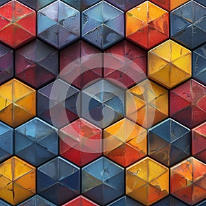 Seamless 3D Geometric Cubes Pattern High-Resolution Modern Design photo