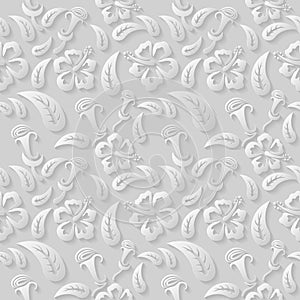 Seamless 3D white floral pattern, vector. Endless texture can be used for wallpaper, pattern fills, web page background photo