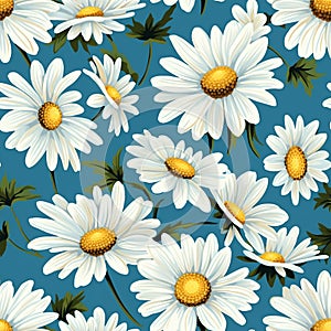 Seamless daisy fabric for textile design