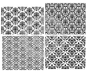 Seamless damask backgrounds set