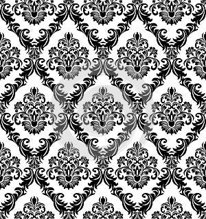 Seamless damask black Wallpaper for design