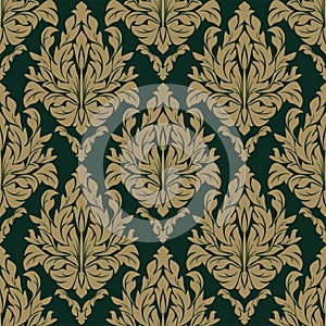 Seamless damask floral Pattern on the dark Background