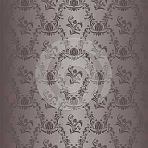 Seamless damask floral Wallpaper in grey Colors