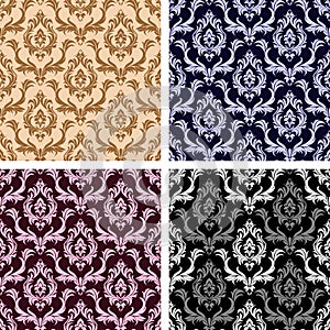 Seamless damask floral Wallpaper- set on four Variants photo
