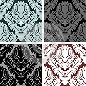 Seamless damask Ornament - set on four Variants