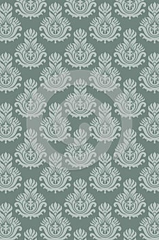 Seamless damask pattern aqua