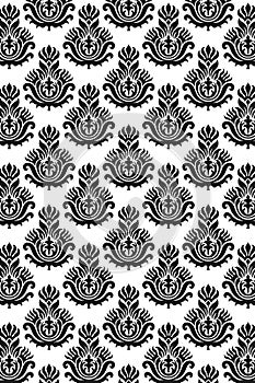 Seamless damask pattern B/W