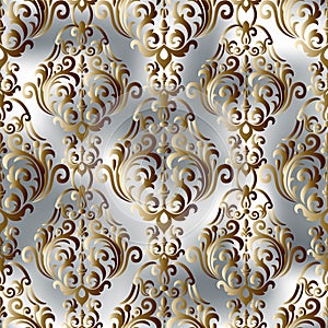 Seamless damask pattern for background or wallpaper design. Silver and gold digital paper.