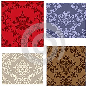 Seamless damask pattern set