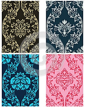 Seamless damask pattern set