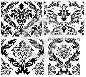 Seamless damask patterns set